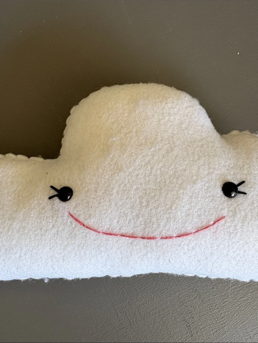 Plush Cloud Toy with Embroidered Face - White